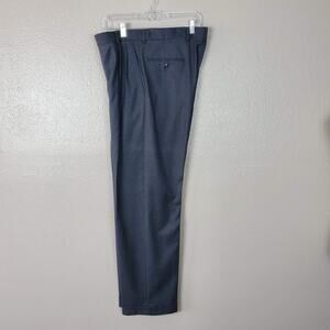 Hart Schaffner Marx Black Wool Pleated Cuffed Dress Slacks 34 x 31